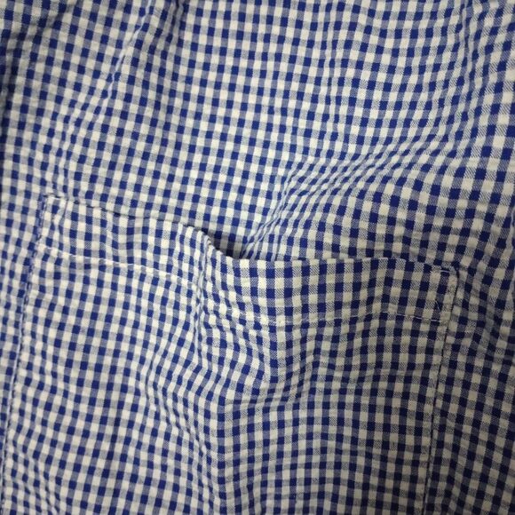 Adonna Blue Gingham House Coat Zip Up Robe House Dress Moomoo Size Large - Picture 5 of 9